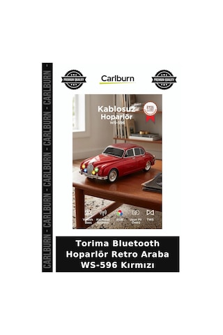 Torima Bluetooth Hoparlör Retro Araba Ws-596 Kırmızı Araç Model Ses Cihazı Taşınabilir Alet