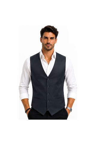Mentor Regalo Erkek Yelek V Yaka Lacivert Düz 54013