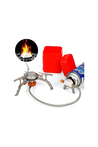 Yuntech01 3500w Çıkarılabilir Kamp Ocağı + Alüminyum Çelik Rüzgar Engelleyici Seti - Taşınabilir, Isı Dayanıklı, Ayarlanabilir Kontrol Valfiyle Piknik Ve Doğa Seyahatleri İçin Çok Renkli