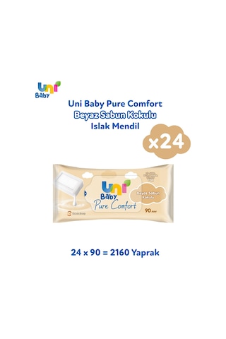 Uni Baby Pure Comfort Beyaz Sabun Kokulu Islak Mendil 24'lü