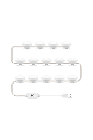 Moveevo Led Makyaj Aynası Ampulü Ayna Ön Işığı Usb Makyaj Işığı Üç Renkli Karartmalı Ayna 14 Işık