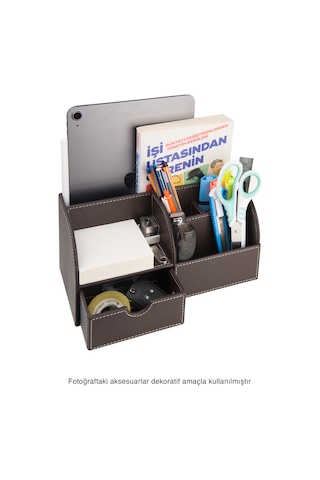 Masaüstü Düzenleyici,kalemlik,kumandalık,küpbloknotluk,tabletlik,kitaplık,6 Gözlü,çekmeceli,desktop Organizer,vegan,24,5 13 12