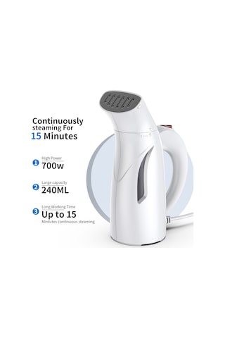 Mufunye 700w 140 C Yüksek Sicaklık Buhar Kazanıcı - 240ml Su Deposu, 40s Hızlı Isınma, Taşınabilir Ev Ofis Seyahat İçin Beyaz Ev Gereci