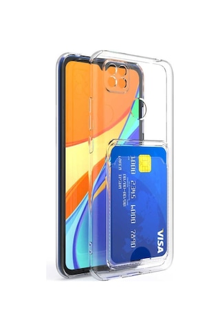 Xiaomi Redmi 9c Kılıf Kartlıklı Şeffaf Zore Setra Clear Silikon Kapak Col32301-renksiz