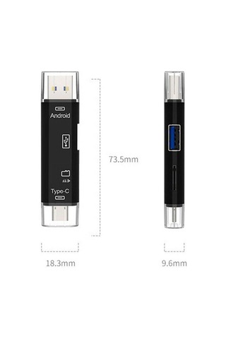 Ancheyn 5068 Otg 3 İn 1 Type-C/ Micro USB /TF Dönüştürücü Kart Okuyucu