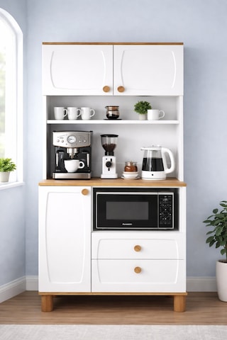 Lizbon Kahve Köşesi + Çok Amaçlı Raflı Kapaklı Dolap - 80cm Renkli