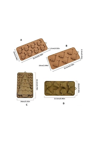 Besthome1 Noel Gibi Silikon Pasta Kalıbı - Yiyecek Grubu, Fırına Uygun, Esnek Çıkarım, Çikolata/pasta Dekorasyonu İçin Renkli Kahverengi