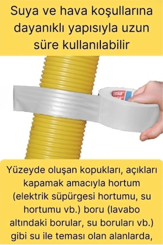 Premium Çok Amaçlı Su Geçirmez Sızdırmaz Dayanıklı Izole Beyaz Tamir Bandı 48 Mm 10 Mt 1 Adet
