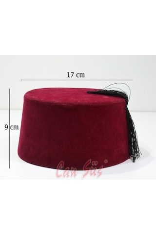 Kadife Fes Şapka Bordo 17cm 1-12 Yaş