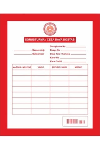 Avukat Soruşturma Ceza Dava Icra Dosyası Kırmızı 1. Kalite 25 Ade