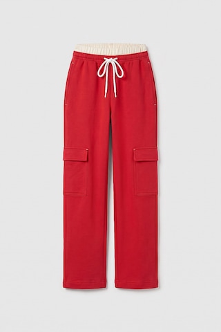 TOMMYLIFE Fiesta Çift Kemerli Kargo Cepli Palazzo Kız Çocuk Eşofman Alt - 75198 Kırmızı