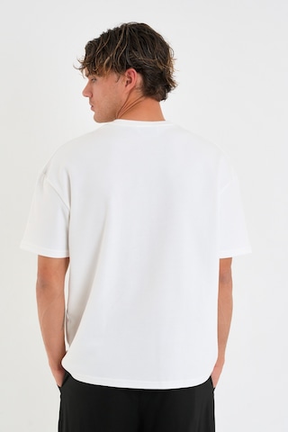 Blank Unisex Oversize Geniş Kesim Tişört %100 Pamuk Kalın Dokulu Bisiklet Yaka T-shirt Beyaz