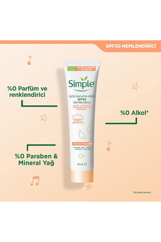 Simple Protect & Glow SPF 30 Nemlendirici Bakım Kremi 40 ML