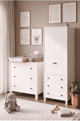 Robin Home Lena Bebek Çocuk Odası Takımı 3 Çekmece Şifonyer Gardrop Gardırop Beyaz