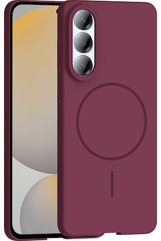 Galaxy Uyumlu S25 Edge Kılıf M-safe Şarj Özellikli Ruby Sert Kılıf Mürdüm