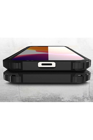 Noktaks - Apple Uyumlu iPhone 12 Mini - Kılıf Çift Katman Zırh Tank Crash Military Kapak - Gri