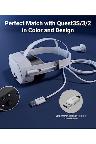 5 M Usb-c Vr Kablo Quest2/quest Pro/pico 4 Uyumlu Yüksek Hızlı Bağlantı Kablosu Beyaz