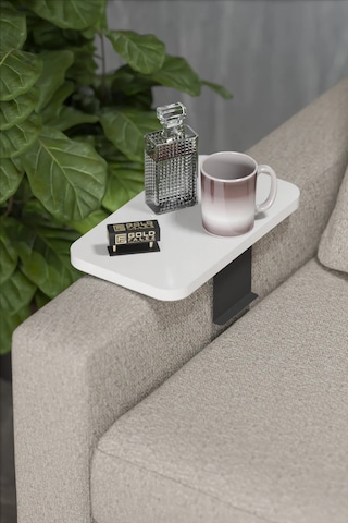 Yan Sehpa Ayarlanabilir Tepsi Dikdörtgen Dekoratif Beyaz 2 Adet