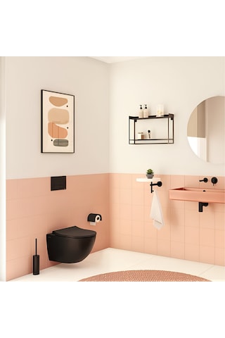 Vitra S60 Smootflush Mat Siyah Asma Klozet 7510b083-0090, Vitra Mat Siyah Gömme Rezervuar Set 768-1851 Siyah