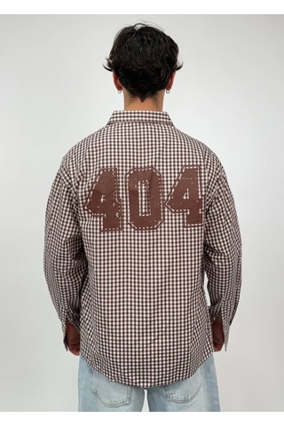 Zaee 404 Baskılı Kareli Oversize Gömlek kahverengi