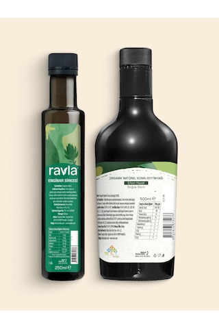 2'li Ürün - Ravla Enginar Sirkesi - 250ml / Ravla Organik Erken Hasat Zeytinyağı - 500ml