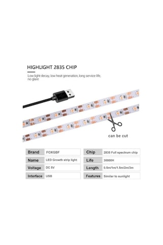 Pazly Yetiştirme Usb Tohumları Geniş Spektrumlu Şerit Sera Phyto Led Lamba İç Dc Çiçek Çadırı Bitki 5v 3m 2m 1m Qc 5m Waterproof