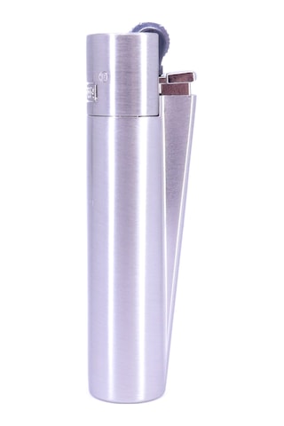 Clipper Özel Kutusunda Metal Çakmak - Mat Gümüş Brushed Silver