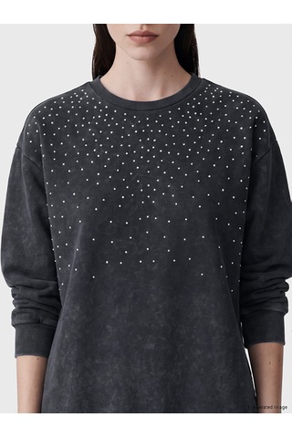 Lcw Comfort Mavi Bisiklet Yaka Taşlı Kadın Sweatshirt