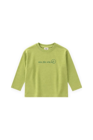 Cigit Sloganlı Uzun Kollu T-shirt 2-10 Yaş Lime Yeşil