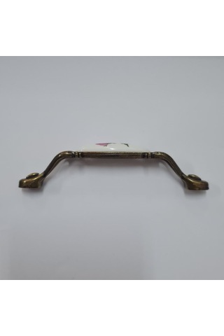 Miray 96 Mm Metal Antik Sarı Porselen Gül Desenli / 5 Adet Sarı