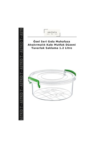 Özel Seri Gıda Muhafaza Atıştırmalık Kabı Mutfak Düzeni Yuvarlak Saklama 1.2 Litre Çok Renkli
