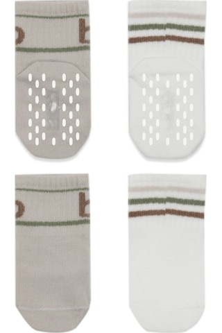 Erturkstore Penye Kaymaz Soket Çorap 2li 10144 Taş Ekru Çok Renkli