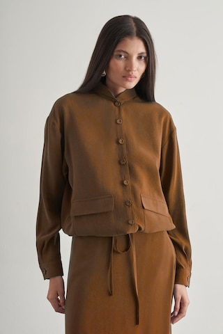 Taba Mizalle İp Büzgülü Torba Cepli Modal Karışımlı Camel Ceket CAMEL