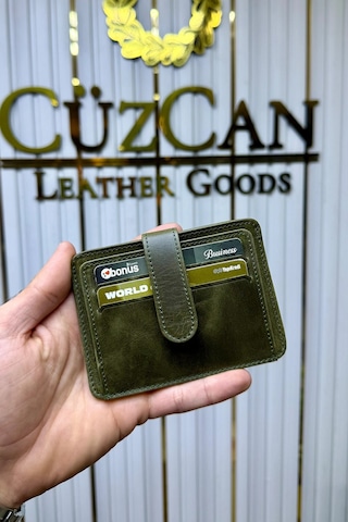 Cüzcan Jorvik Patlı Hakiki Deri Premium Kartlık Kişiye Özel İsim Baskılı Antik Yeşil