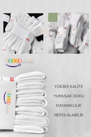 7 Çift Beyaz Soket Tenis Erkek Kadın Çorap Seti Beyaz