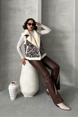 Verymoda Peluş Yelek Vmf1828 Leopar D2
