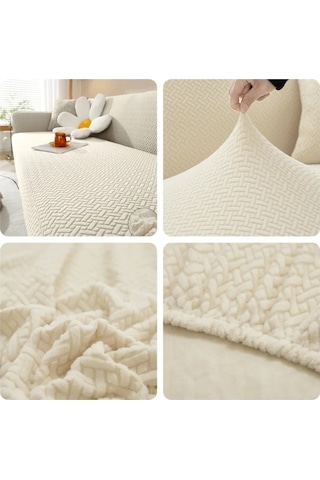 Upmall Tuğla Desen Koltuk Örtüsü Çekyat Kılıfı 3311 Takım Krem