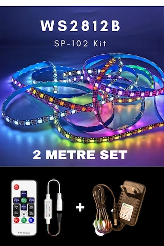 2mt. Ws2812b Kumandalı / Tak Çalıştır Adreslenebilir Şerit Led