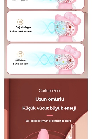 Aurora Çocuk El Masaüstübüyük Fanşarj Edilebilir Karikatür Fan Oyuncak Beyaz