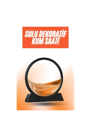 3d Led Işıklı Kum Saati Gece Lambası Hareketli Sulu Kum Saati Orta Boy Turuncu