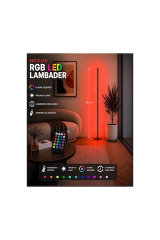 Nexus Rgb Stıck Led Lambader Full Renk Uzaktan Kumandalı Aydınlatma Sistemi Dimlenebilir 150 Cm Siyah Nexus Rgb Stıck Led Lambader Full Renk Uzaktan Kumandalı Aydınlatma Sistemi Dimlenebilir 150 Cm Siyah