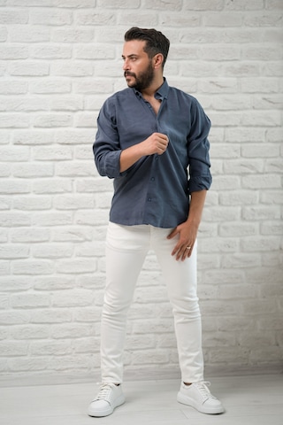 Regular Fit Yaka Düğmeli Yazlık Modal Kumaş Erkek Gömlek Antrasit