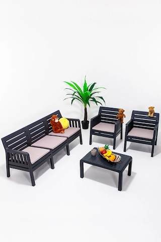 Silva Minderli 3+1+1+s Antrasit Bahçe&balkon&teras Oturma Grubu Antasit