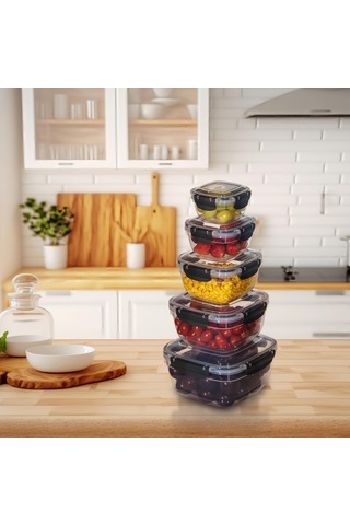 5'li Set Master Kare Saklama Kabı 275 ML - 500 ML - 900 ML - 1500 ML - 2400 ML 001