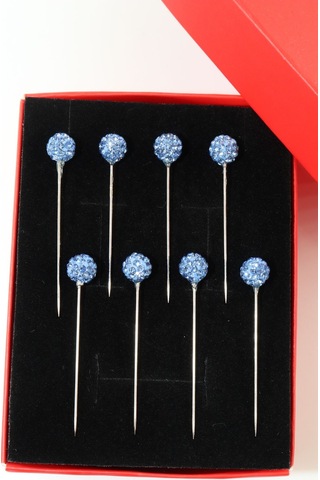 Numetal 8 Li Mavi Taşlı Eşarp İğnesi. Şal İğnesi. Türban İğnesi. Başörtü İğnesi. Eşarp Ve Şal İğnesi. Gümüş