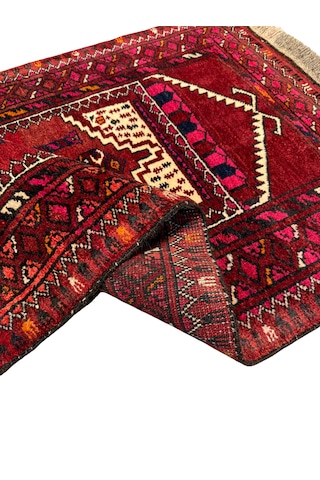 El Dokuma Afgan Halısı Seccade 73x120 Kırmızı %100 Yün Kök Boya Namazlık Kırmızı