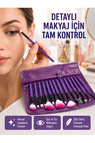 Fondöten, Allık Ve Far Uygulamalarına Uygun 12 Parça Makyaj Fırça Takımı Ergonomik Saplı