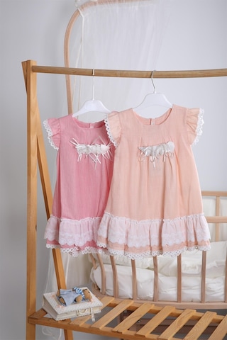 Bayramlık Keten Kız Bebek Çocuk Elbise 12787 001