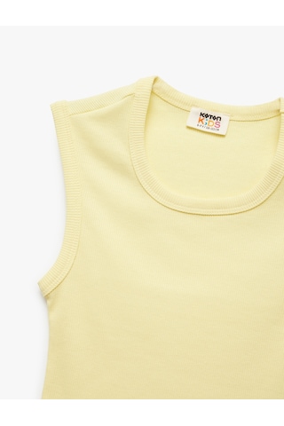 Koton Pamuklu Kolsuz Bisiklet Yaka Fitilli Slim Fit Crop Atlet Sarı 5skg30138ak Sarı