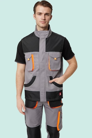 Dayanıklı İş Yeleği Çok Cepli Alaska Outdoor Yelek Nefes Alabilir Fonksiyonel Tasarım Gri-siyah-turuncu